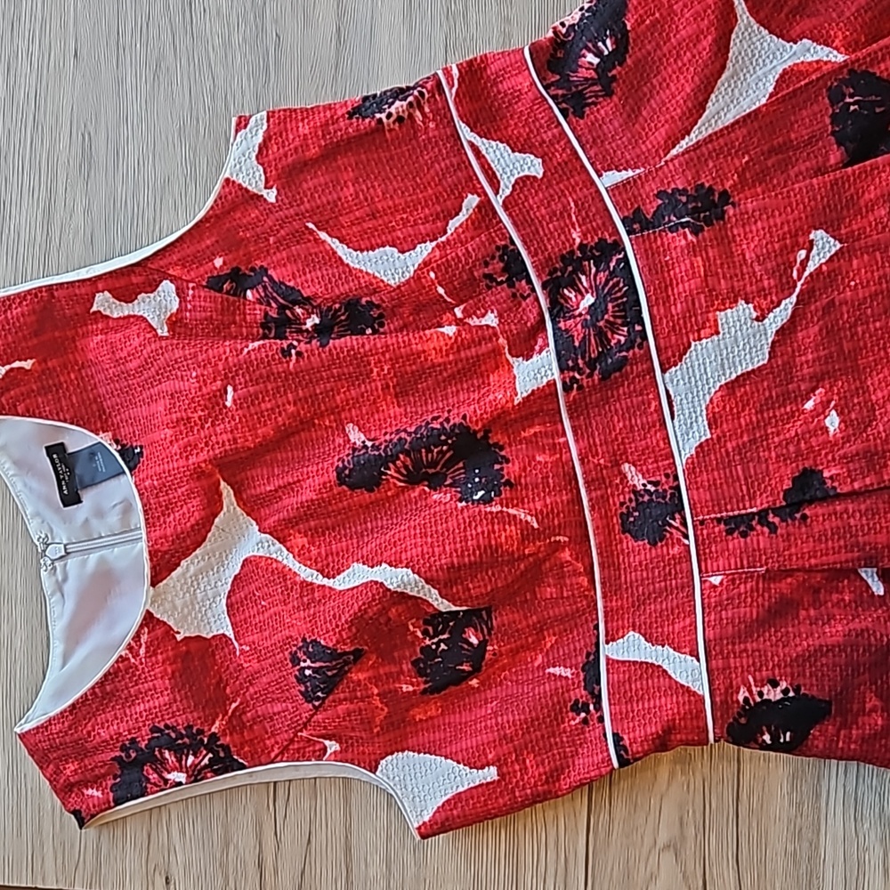 Ann Taylor Red Poppy Shift Dress 8